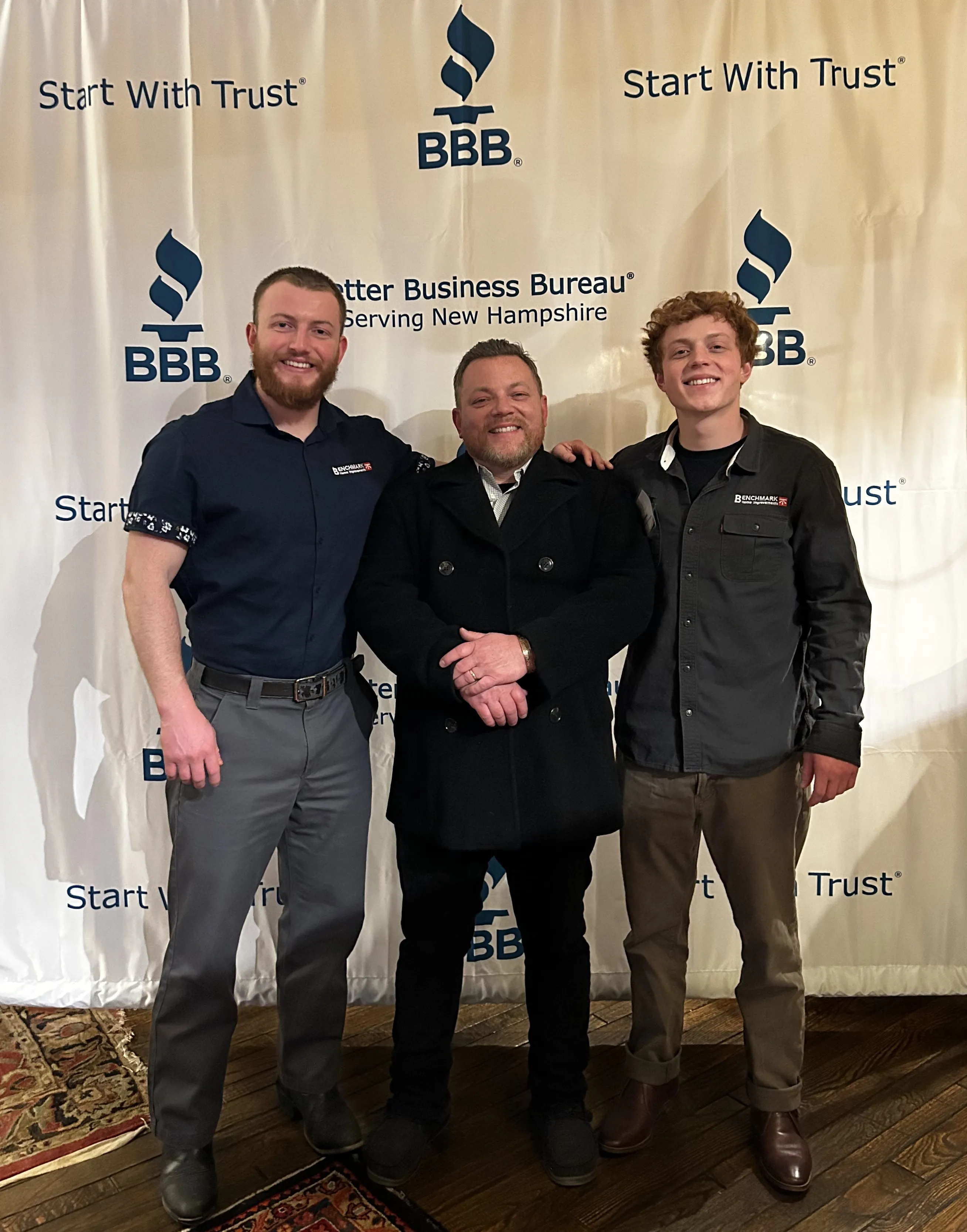 Lee Veader Sr. with his sons Lee Jr. and Ian at a BBB Torch Awards ceremony in New Hampshire