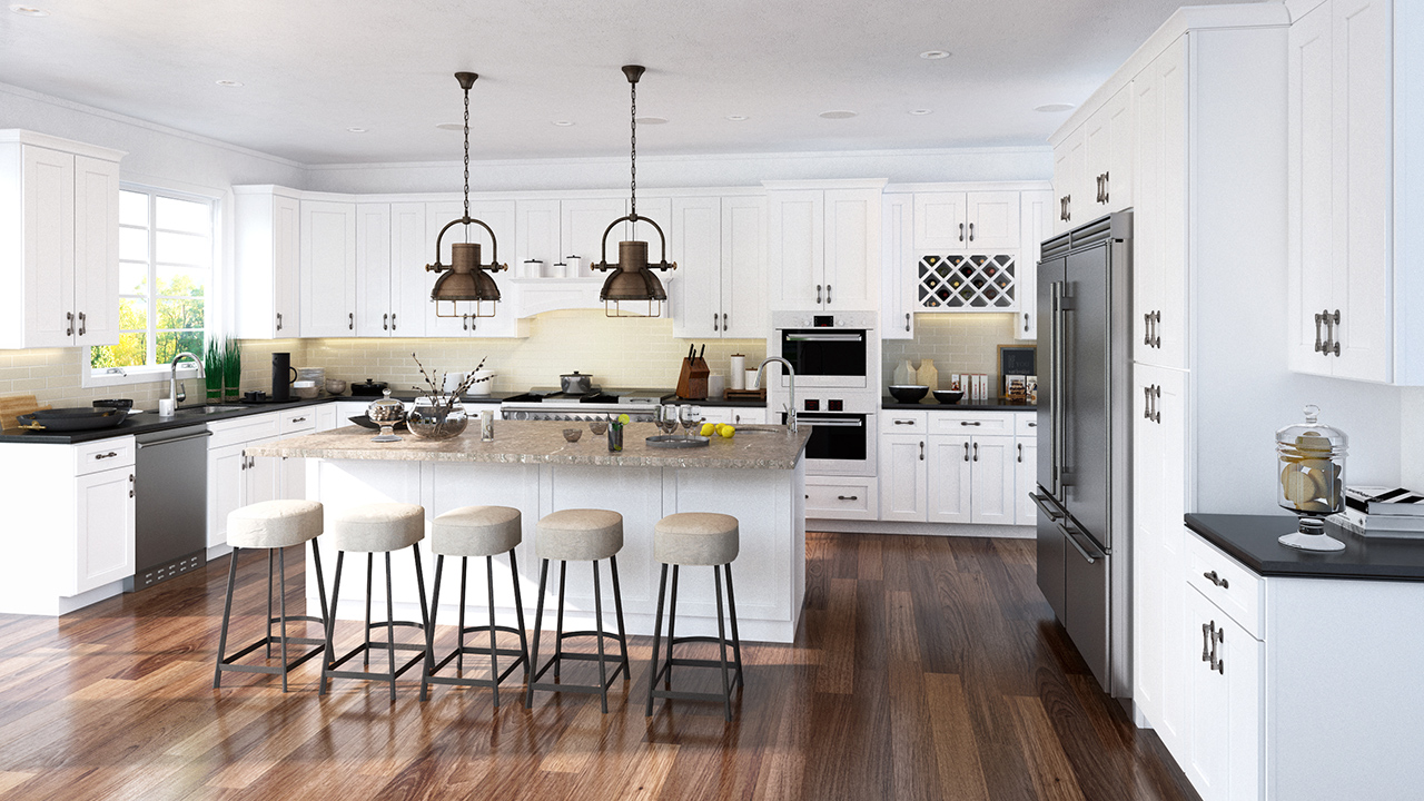 Essex white Shaker style cabinets